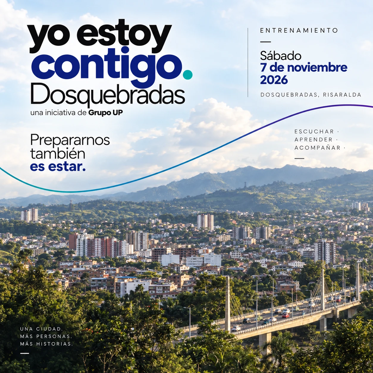 Yo estoy contigo Dosquebradas. Entrenamiento del sábado 7 de noviembre de 2026. Prepararnos también es estar.